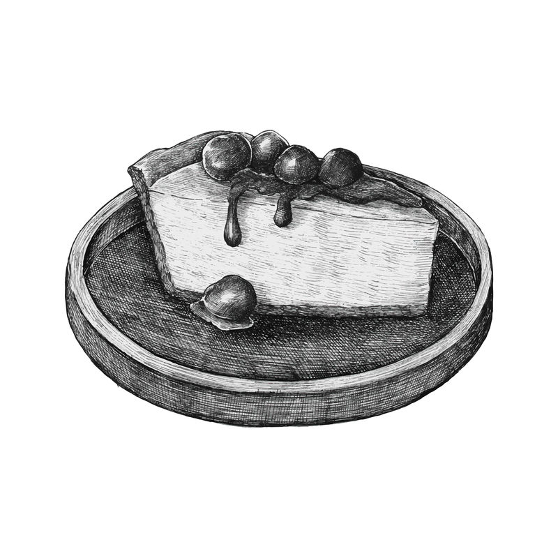 手绘芝士蛋糕甜点