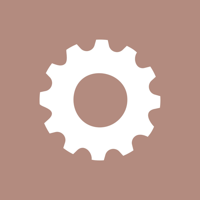 简单平面风格的移动应用程序的齿轮设置白色图标矢量