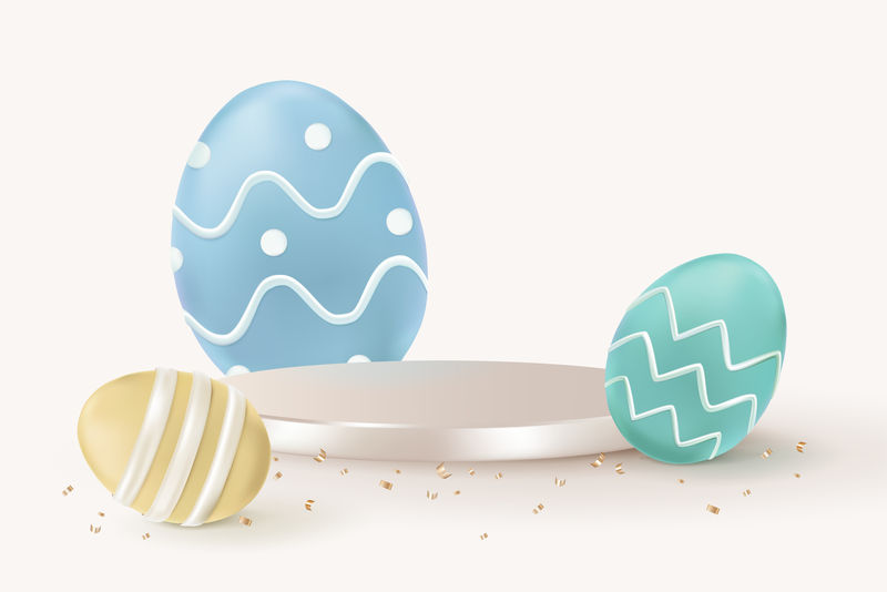 复活节产品3D背景psd带彩蛋