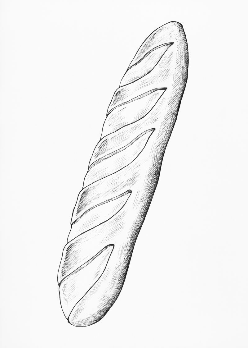 手绘新烤法式面包插图