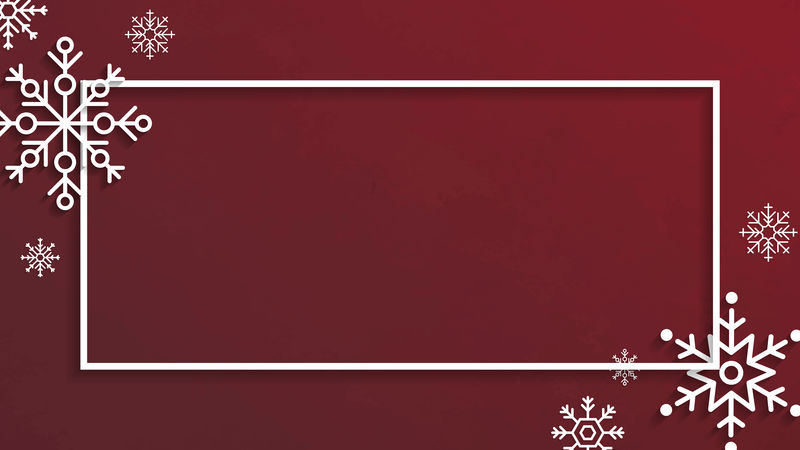 红色背景向量上的雪花圣诞帧