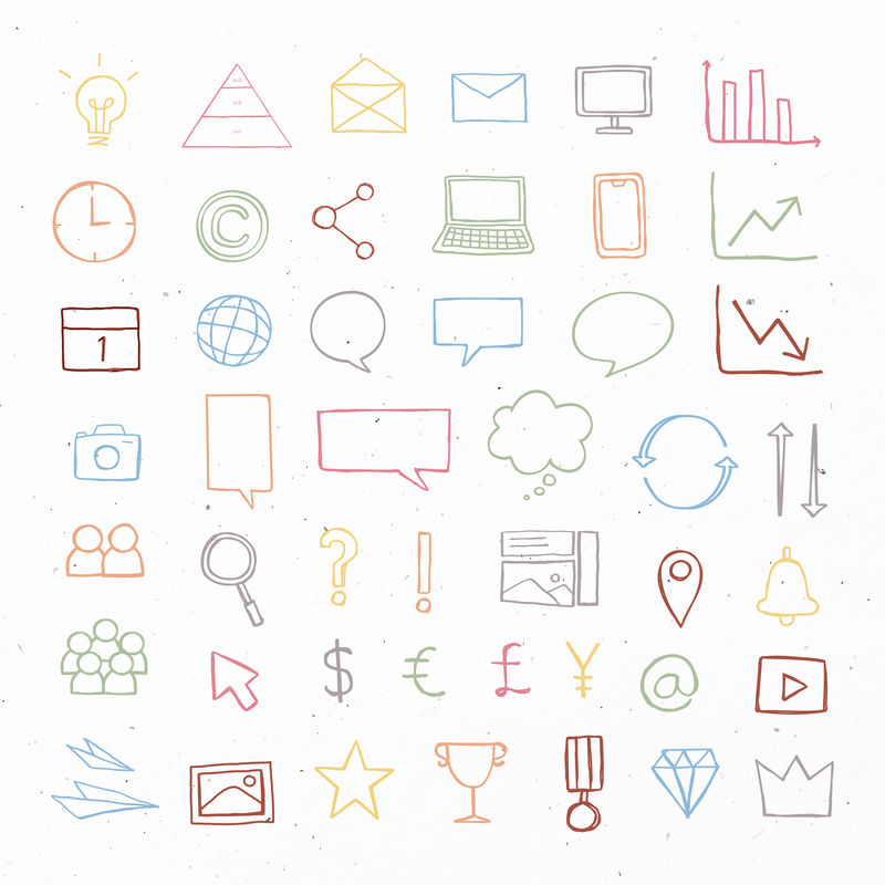 用于营销彩色收藏的有用商业图标psd