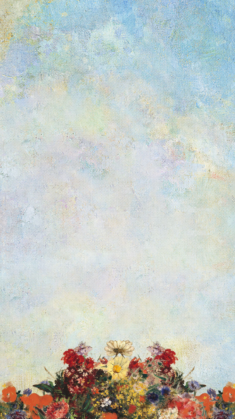 蓝色花墙纹理背景插图