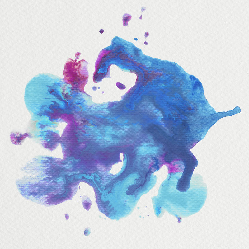 抽象蓝色和粉色水彩飞溅插图