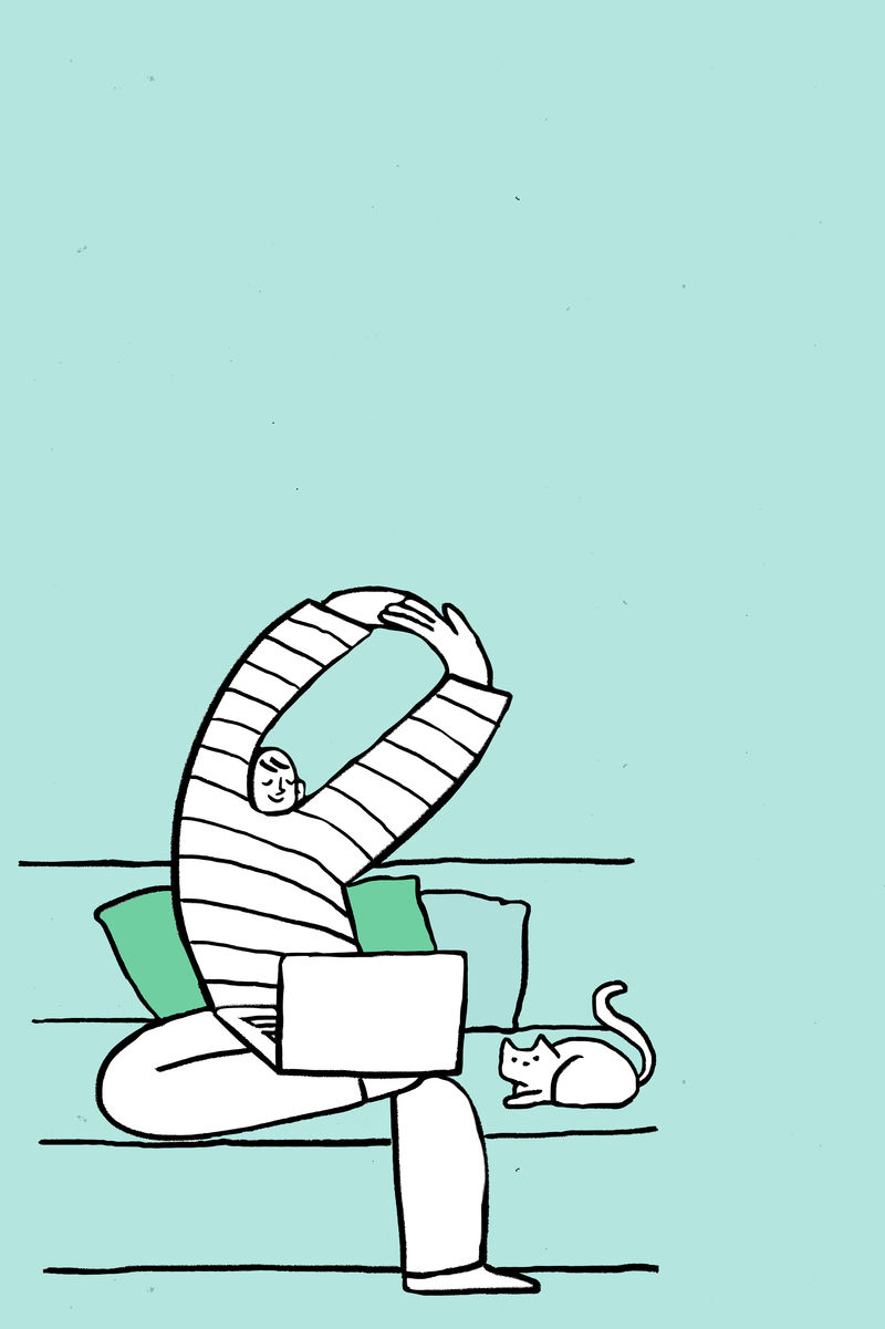 冠状病毒爆发期间在家工作的男子