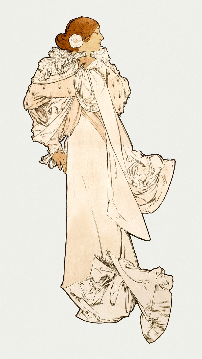art nouveau woman from behind psdremixed from the artworks of \u003ca href=\u0022https:\/www