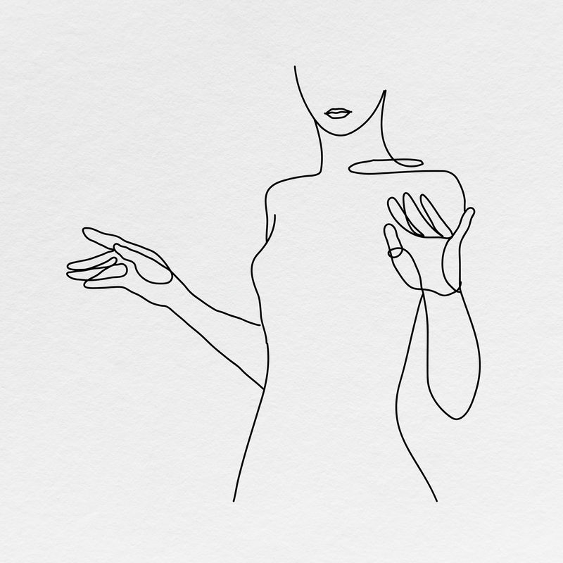 女人;s身体线条艺术psd灰色背景下的女性绘画