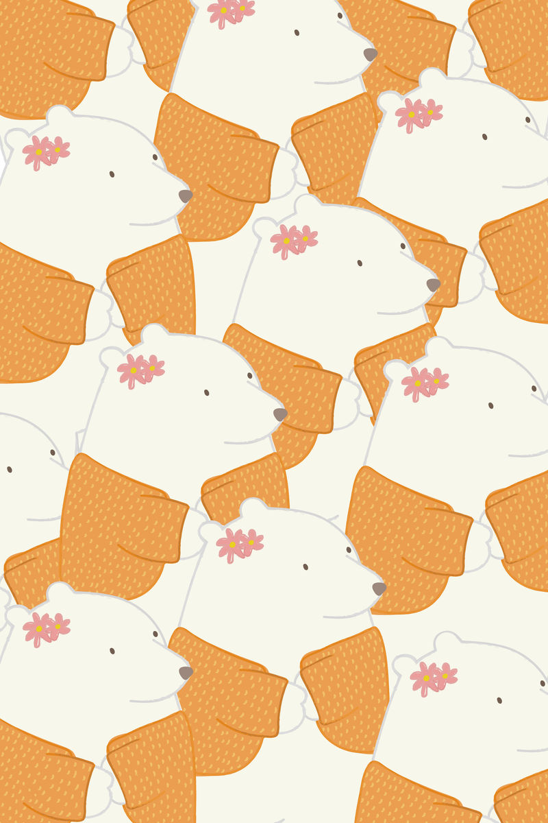 穿着橙色衬衫的可爱的白色北极熊