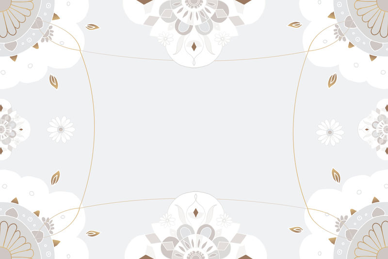 印度曼陀罗图案框psd灰色花朵背景
