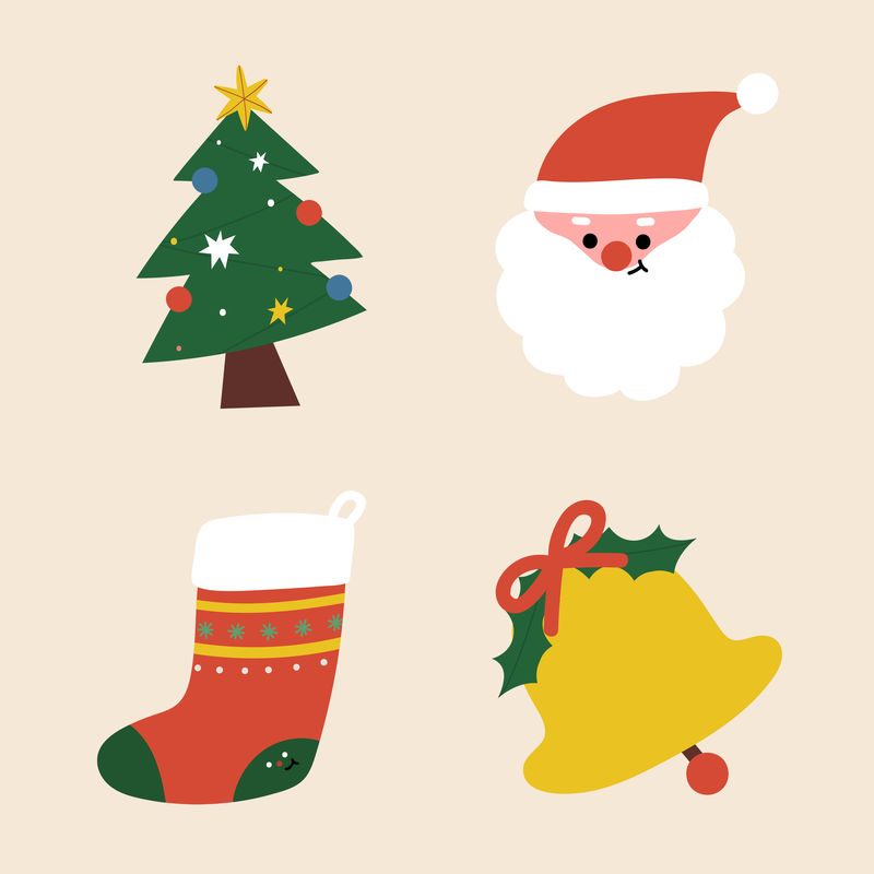 节日装饰圣诞元素集向量