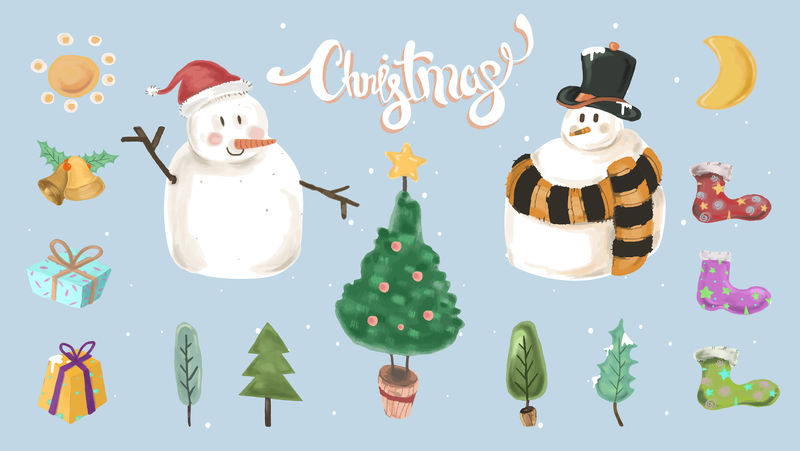 可爱圣诞元素向量集