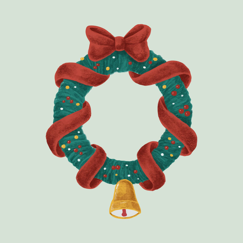 手绘圣诞花圈装饰物