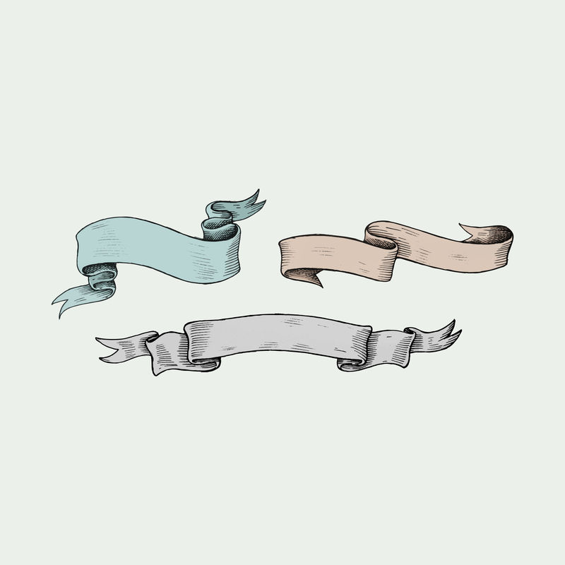 彩带横幅的手绘草图