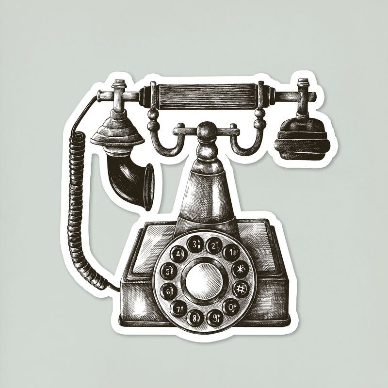 手绘复古线路电话贴纸