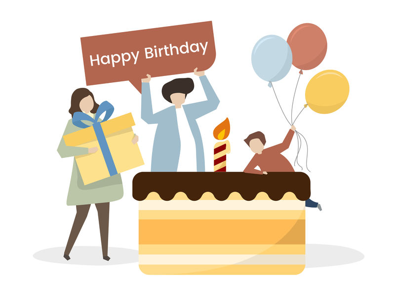 一个家庭庆祝生日的插图