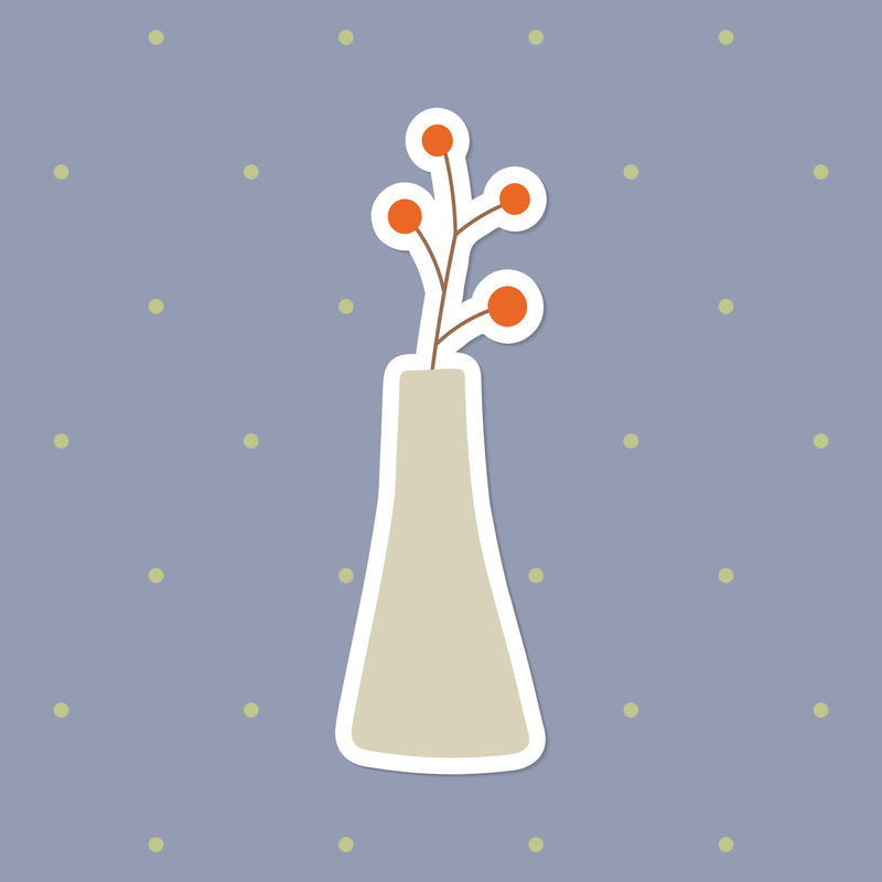 花瓶贴纸上的红色涂鸦花