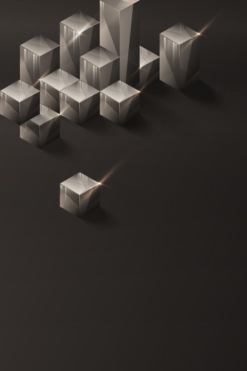 基于黑色背景向量的三维立方体抽象设计