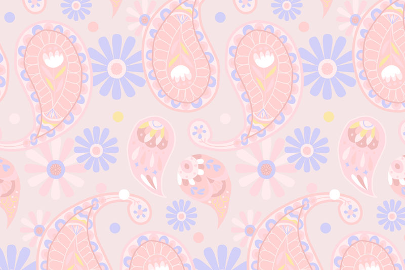 淡粉色印度佩斯利图案背景插图