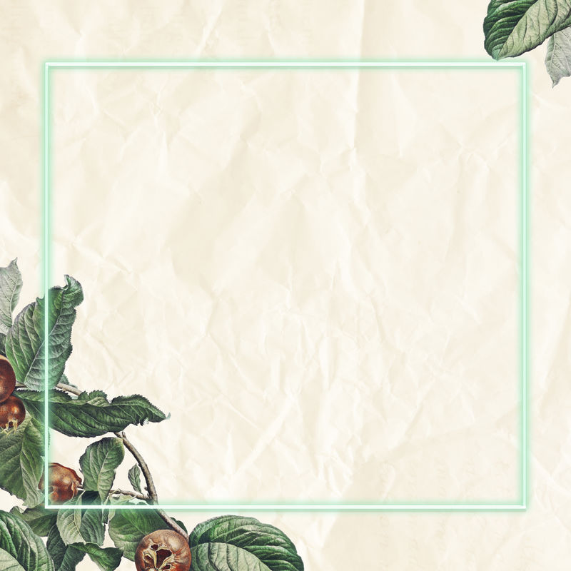绿色霓虹灯框架奶油皱纹纸背景设计元素搭配复古枸杞果