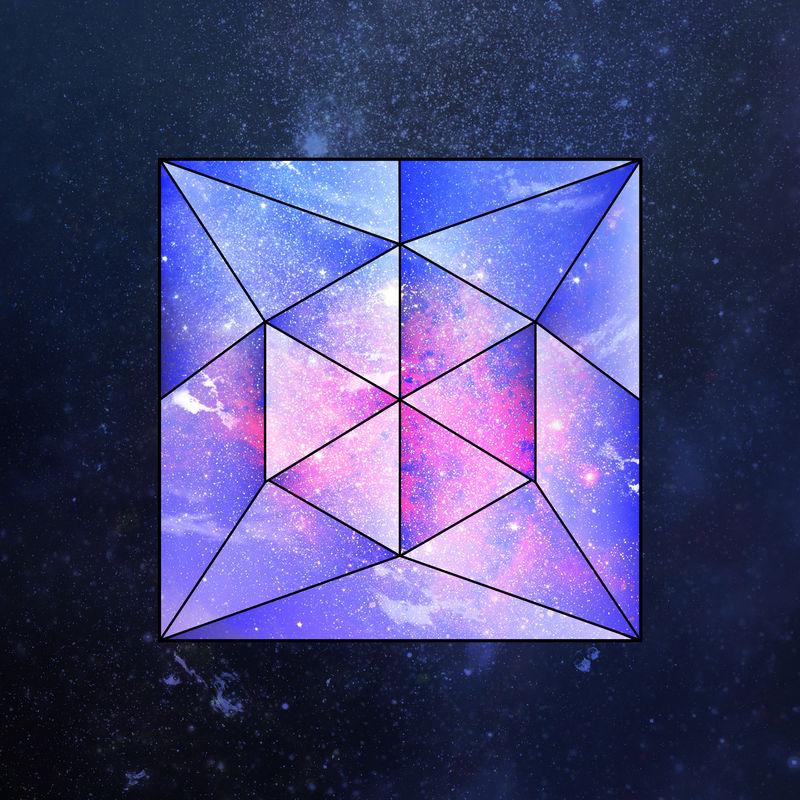 紫色银河图案几何方形贴纸设计元素