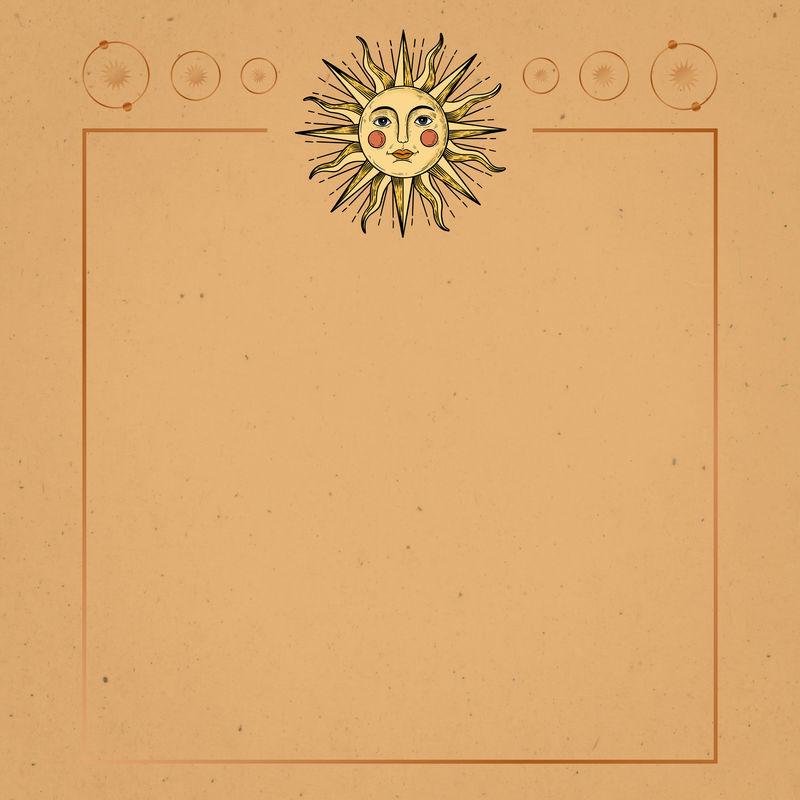 橙色背景上的矩形太阳边框