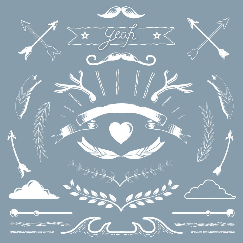 手绘复古元素向量集