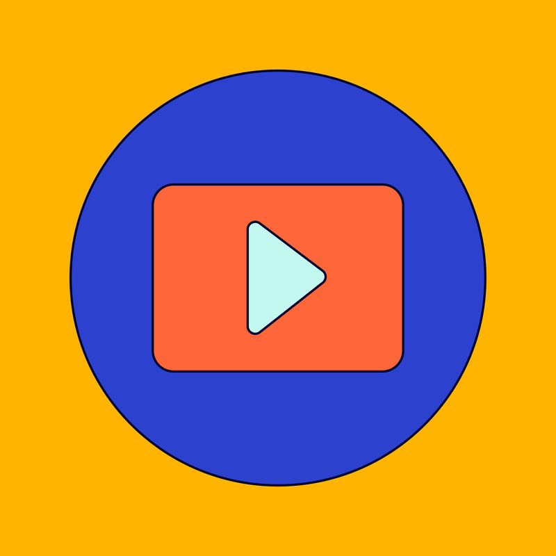 播放隔离在黄色背景向量上的图标