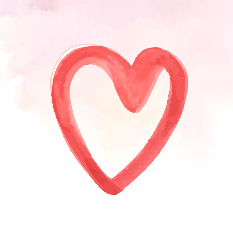 水彩粉色心形贴纸psd情人节