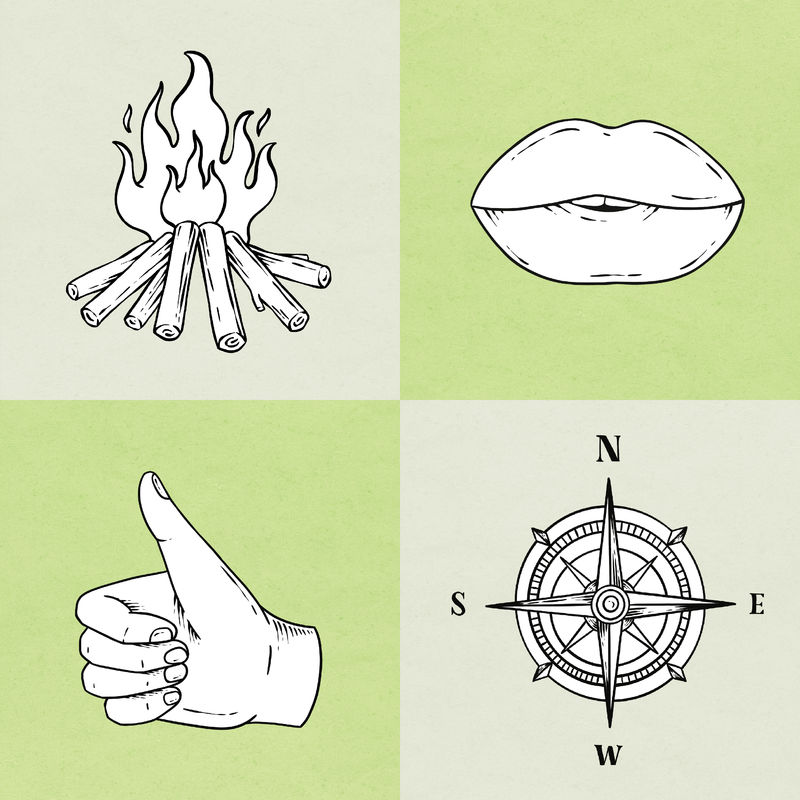 黑白杂志贴纸集设计元素