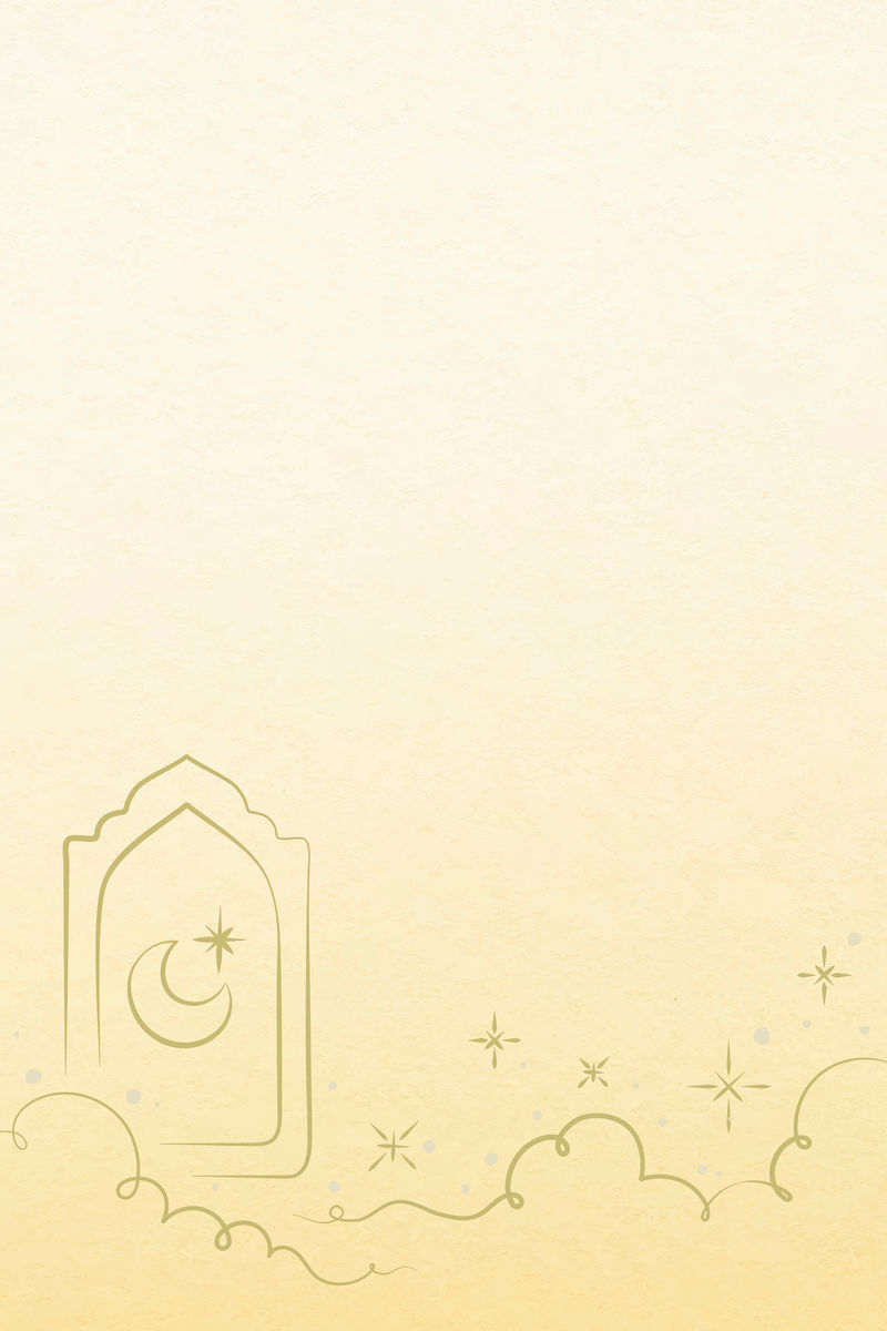 斋月黄色背景向量带星星和新月边界