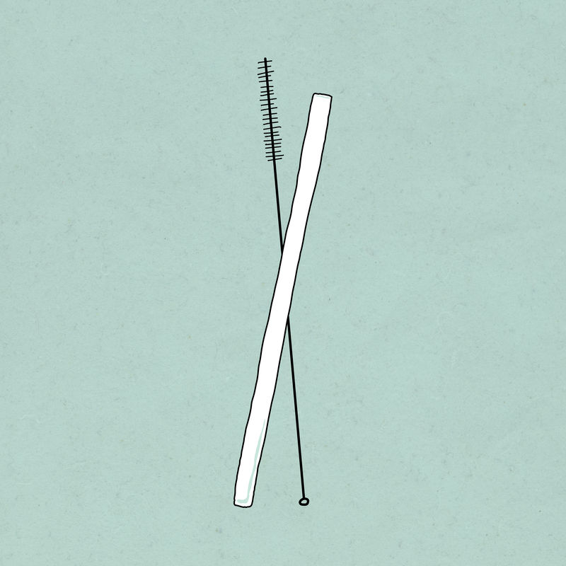 稻草和刷子涂鸦插图地球友好的生活