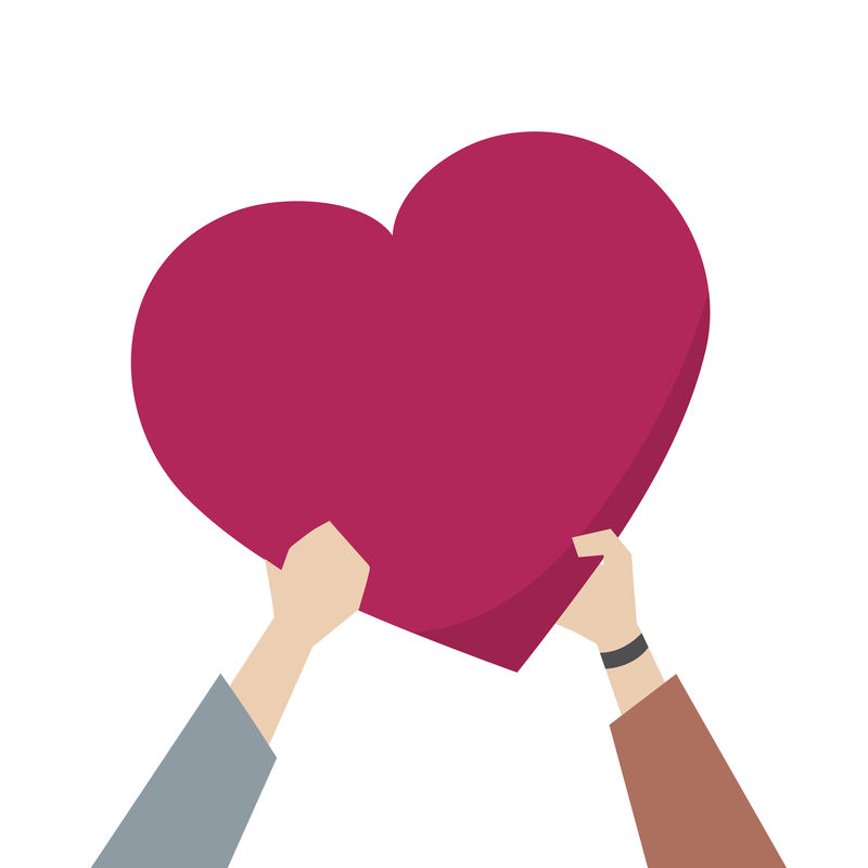 一对夫妇抱着一颗心的插图