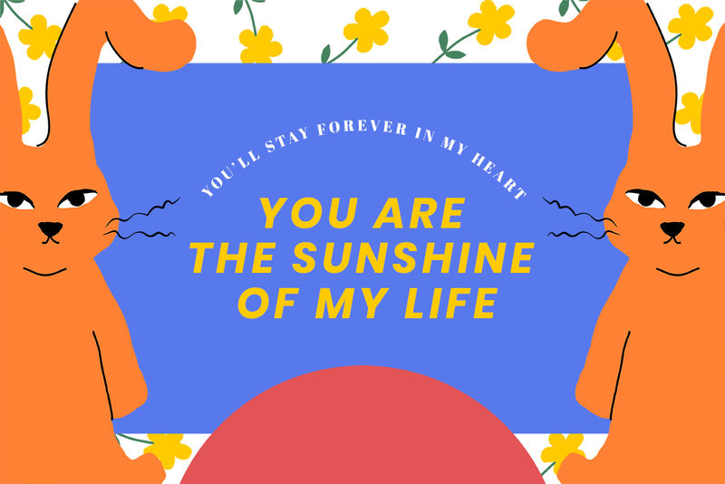 浪漫的引用模板psd与可爱的橙色兔子插图