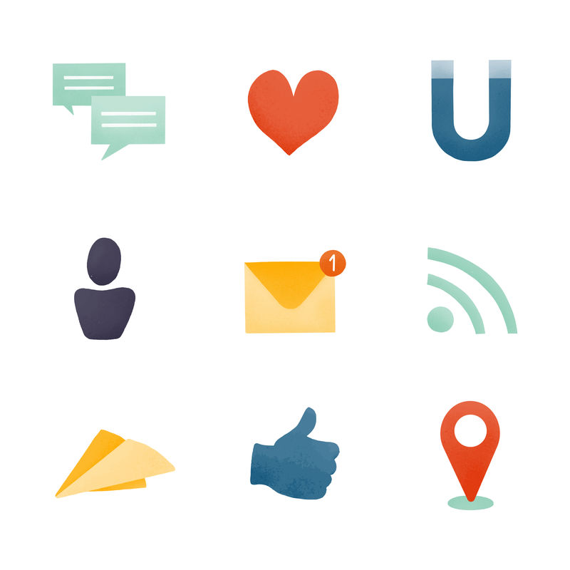 生活方式社交图标集合社交广告模板向量