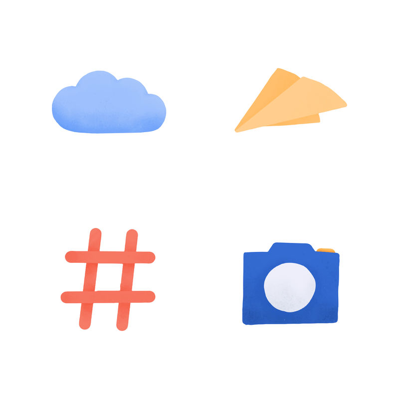 社交媒体图标集合社交广告模板向量