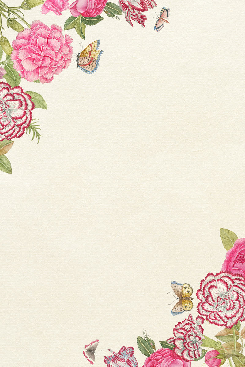 复古花卉psd框架从史密森档案馆18世纪艺术品中重新混合而成