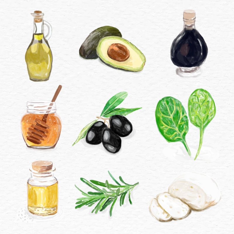 水彩食品配料psd手绘套装