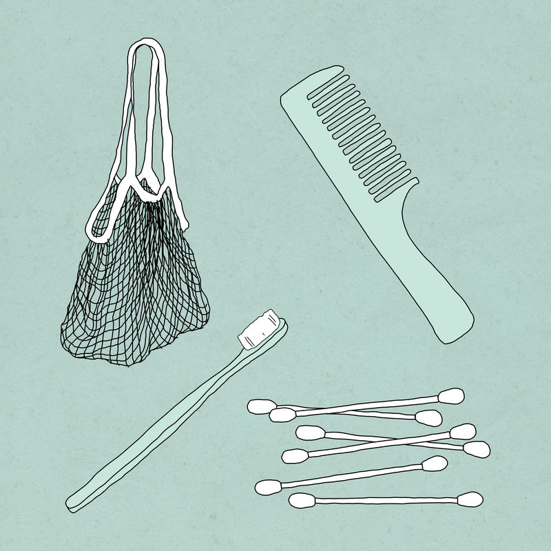 环保产品涂鸦插图套装