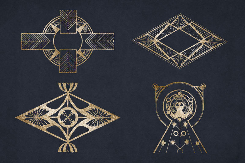 复古金色装饰psd艺术印刷品由Samuel Jessuron de Mesquita的艺术作品混合而成