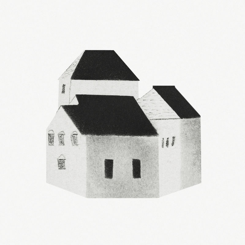 古老建筑的复古插图