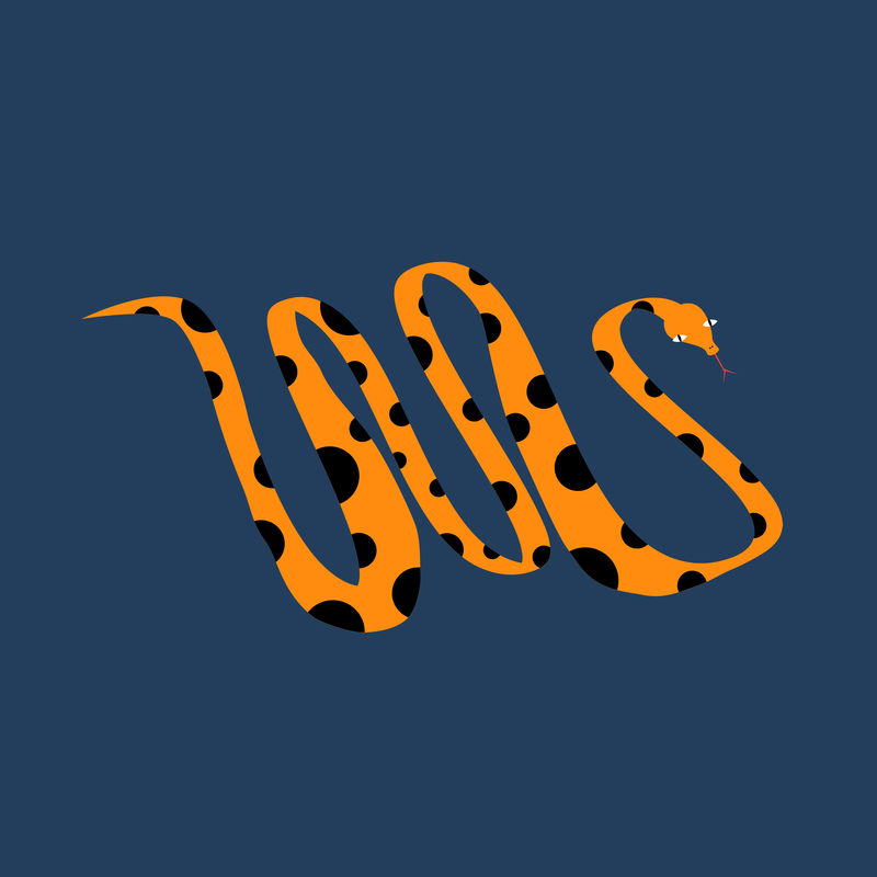 蓝色背景设计元素的可爱蛇兽psd