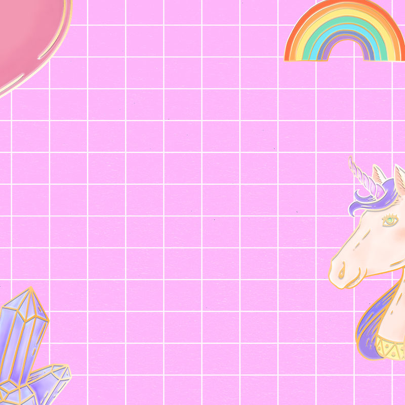热粉色小马psd彩虹网格美学