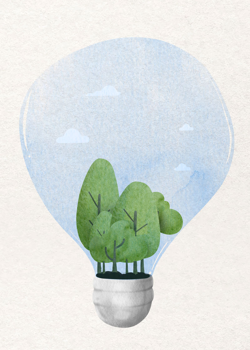 具有森林向量设计元素的灯泡