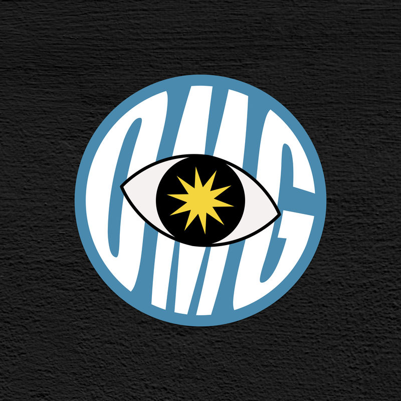 Psd omg word彩色复古贴纸眼睛形状