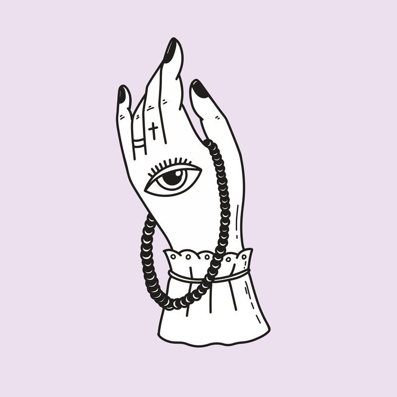 美丽的复古手纹身插图