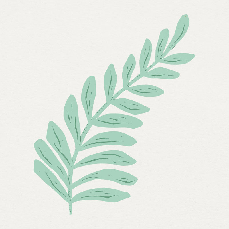 复古薄荷叶psd linocut风格图纸