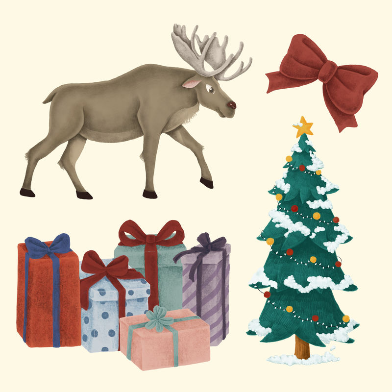 圣诞氛围节日psd手绘系列
