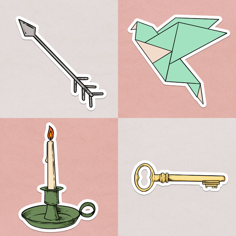 彩色期刊贴纸套设计元素