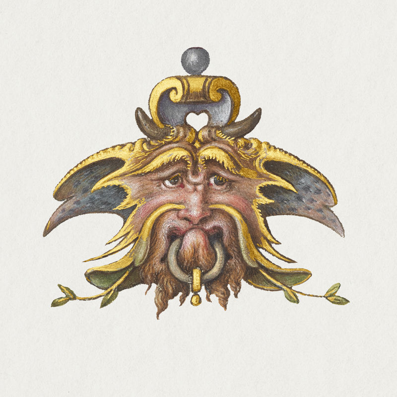 巨魔脸中世纪神话生物插图