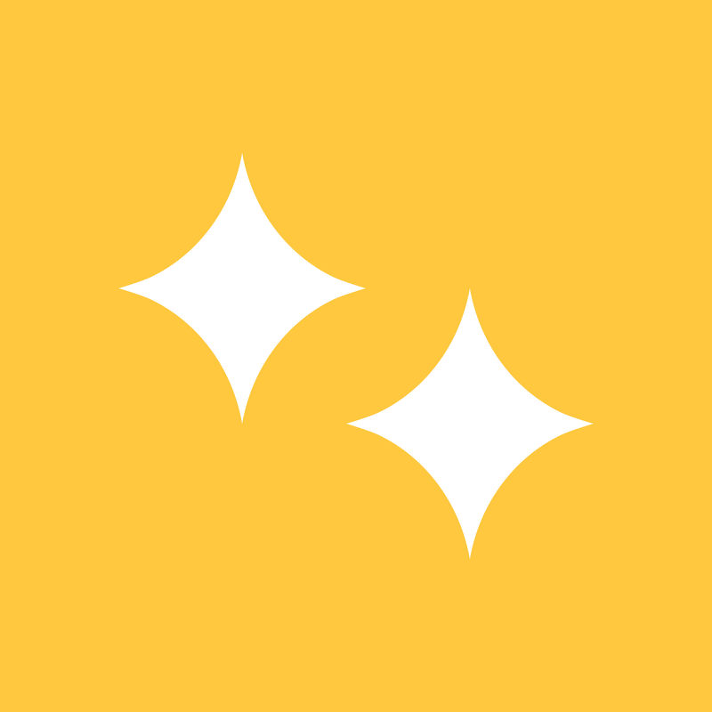 黄色背景上简单风格的闪烁星星矢量图标